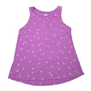 Old Navy Tank Top Womens Small‎ Purple Floral Sleeveless Boat Neck 34 in Chest